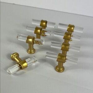Cabinet Drawer Knob Acrylic and Antique Gold Cabinet Knobs Hardware Set of 8